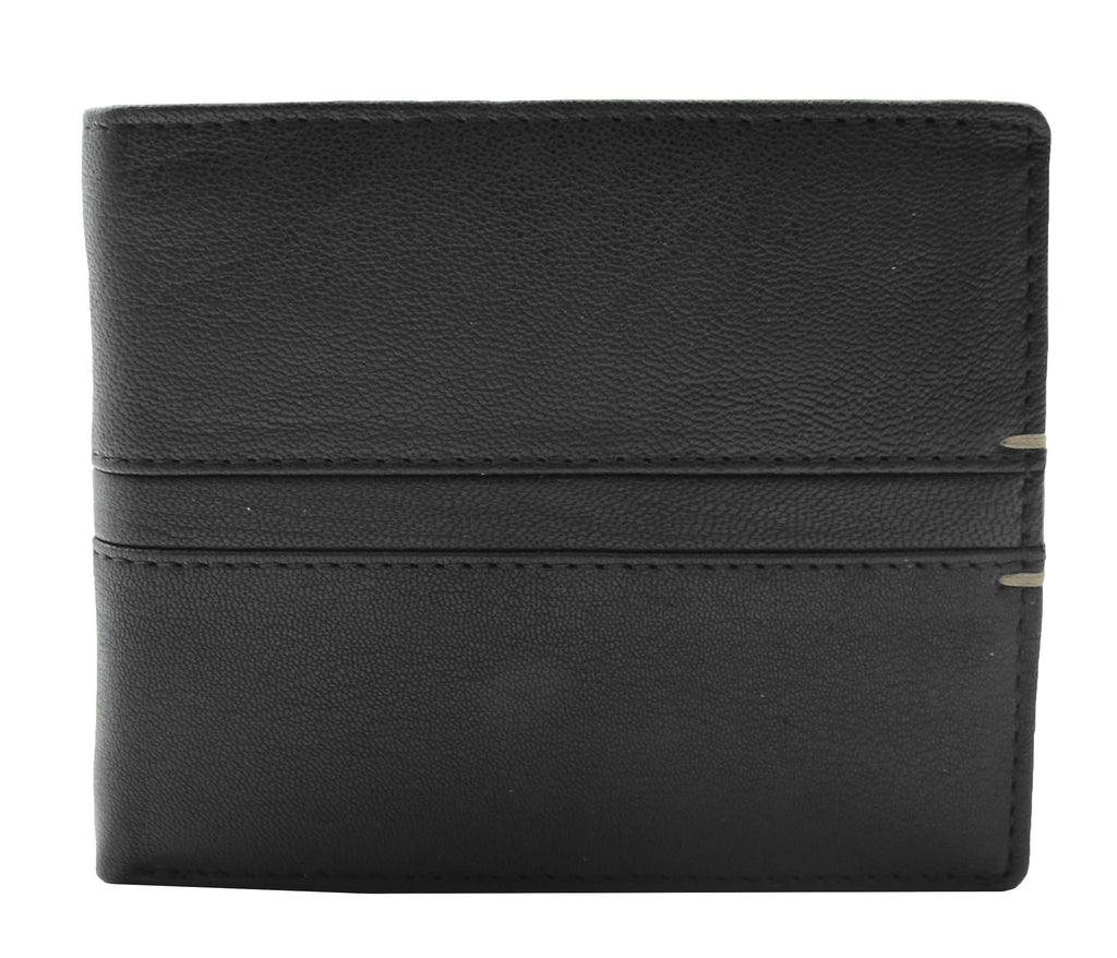 DR441 Men's Real Leather Bifold Wallet Black 2