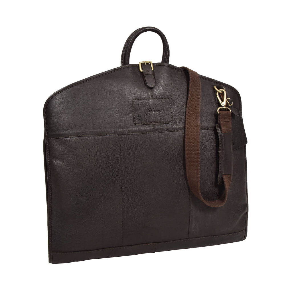 DR281 Buffalo Leather Suit Carrier Garment Bag Brown 1