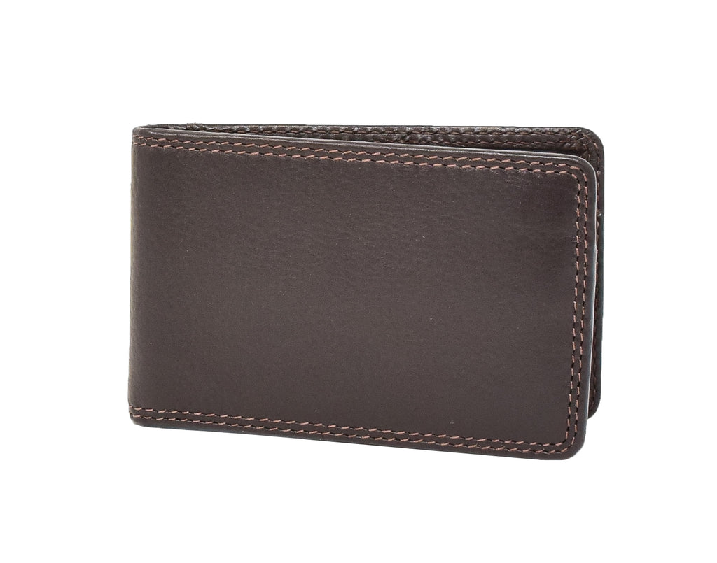DR425 Slim Fold Leather Card Wallet Brown  1
