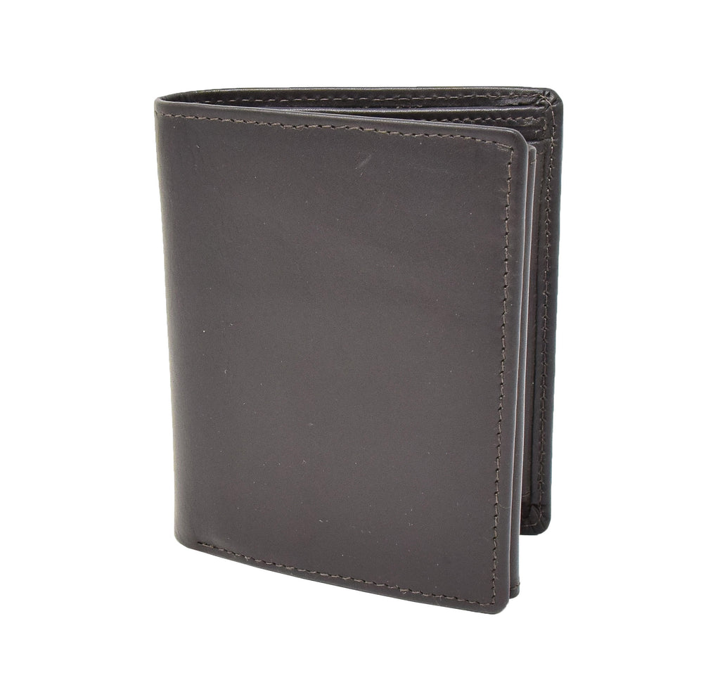 DR417 Men's Soft Leather Small Bifold Wallet Brown 1