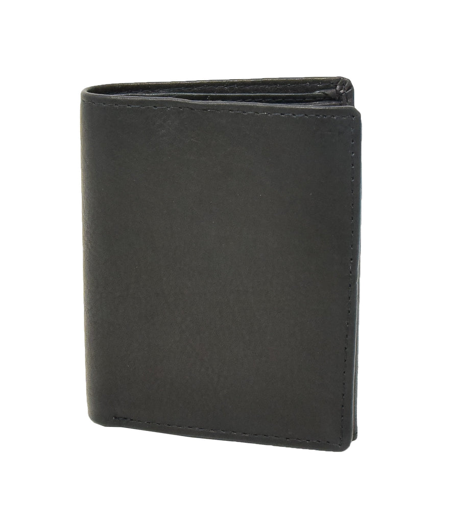 DR406 Men's Small Bifold Leather Wallet  Black 1