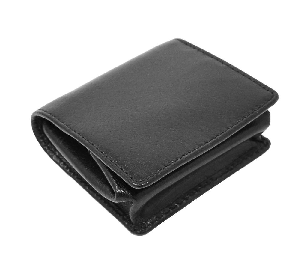 DR400 Real Leather Coin Tray Wallet Black 1