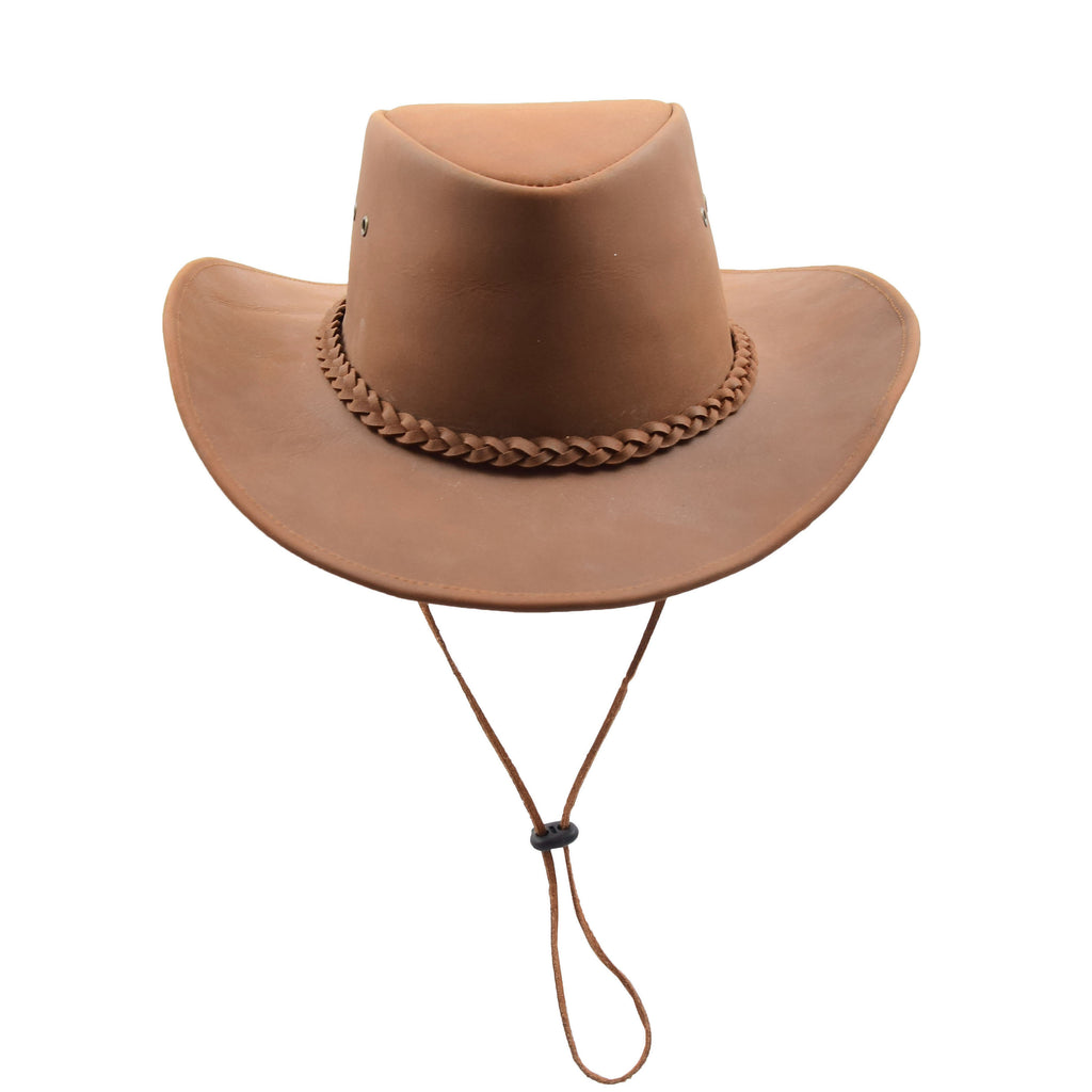 DR507 Real Leather Australian Cowboy Bush Hat Tan 1