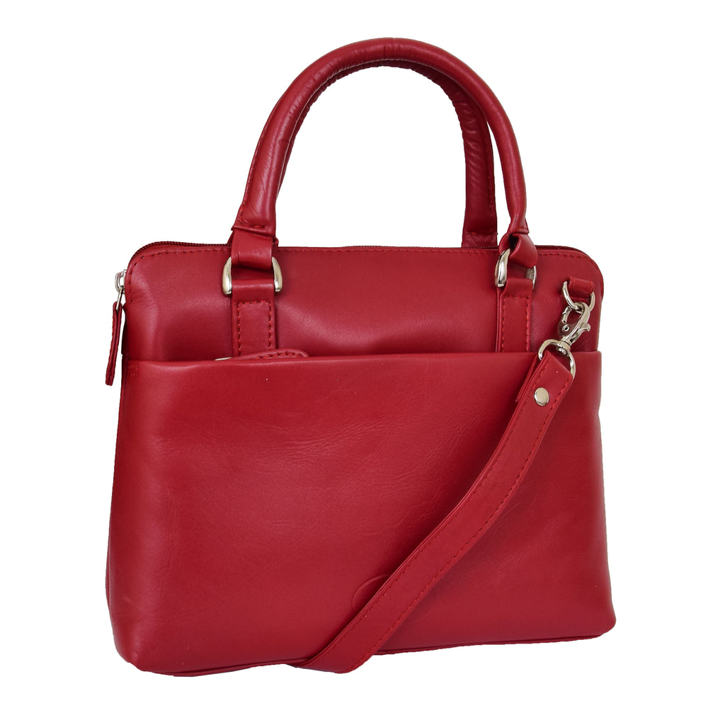 DR458 Women's Leather Small Tote Cross Body Bag Red 1
