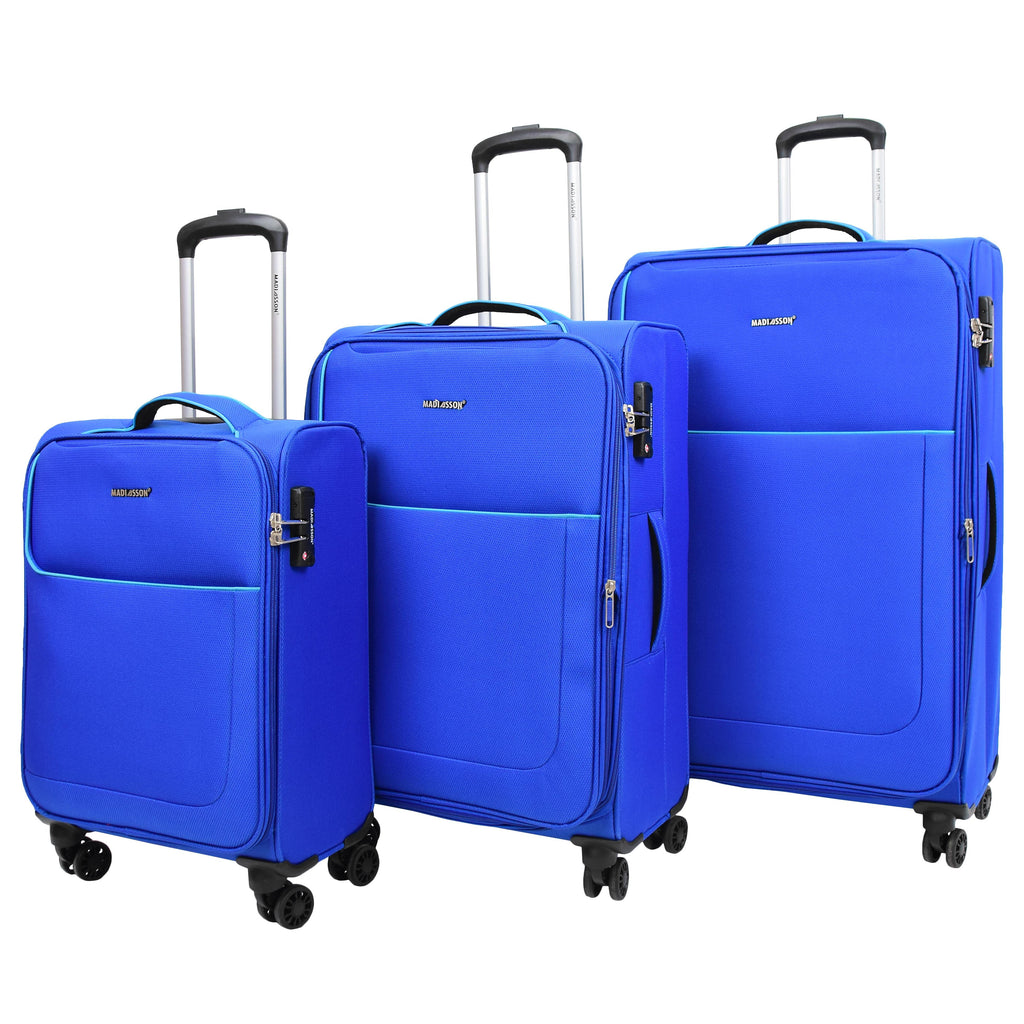 DR499 Lightweight Four Wheel Soft Luggage Suitcase TSA Lock Blue 1