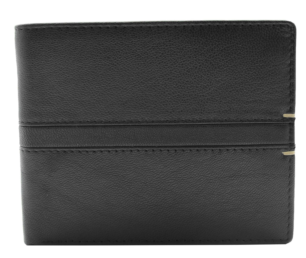 DR442 Men's Leather Wallet Slim Bifold Rfid Safe Credit Card Black 2