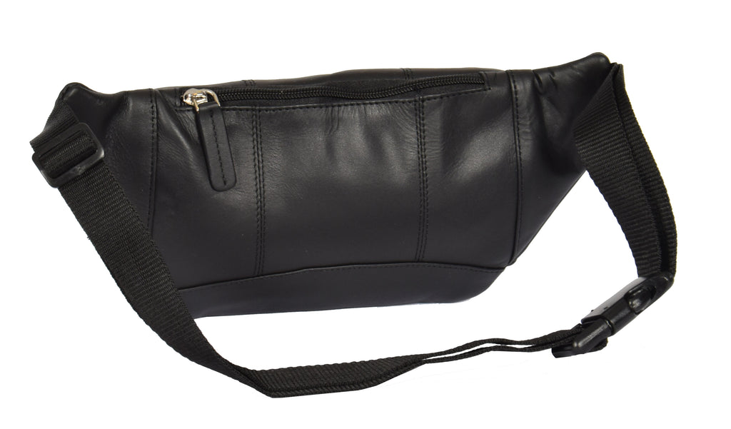 DR377 Real Leather Bum Bag Belt Waist Pack Black 2
