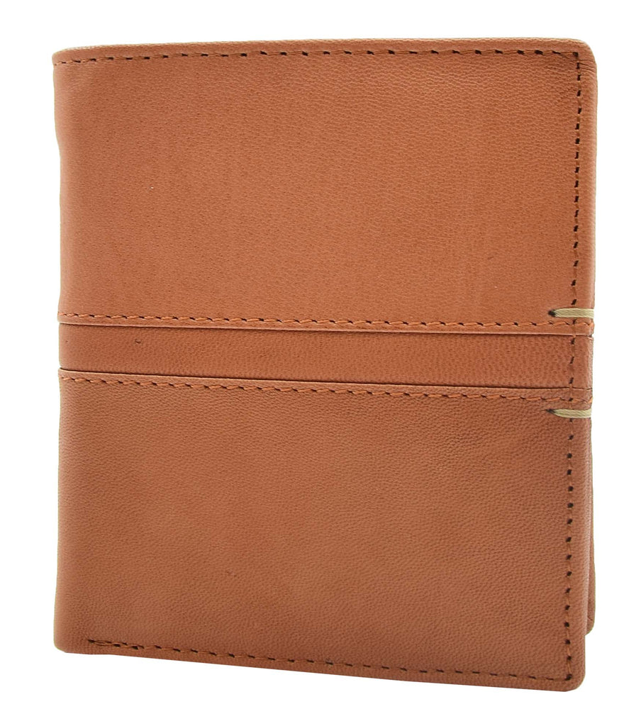 DR440 Men's Real Leather Small Bifold Wallet Cognac 3