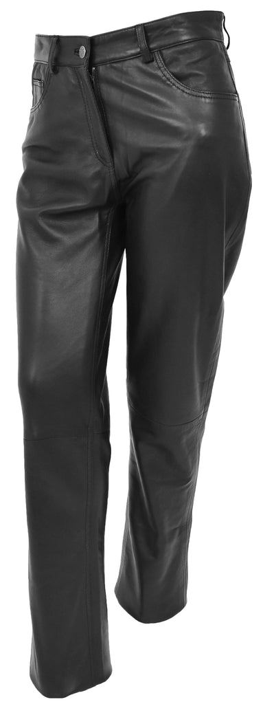 DR253 Women's Black Leather Trousers 2