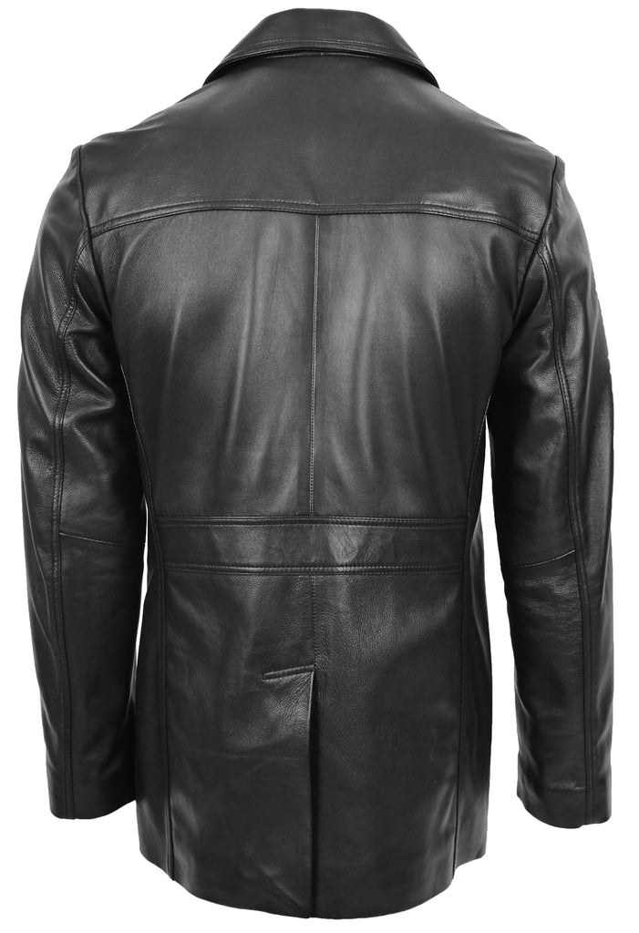 DR136 Men's Classic Safari Leather Jacket Black 4