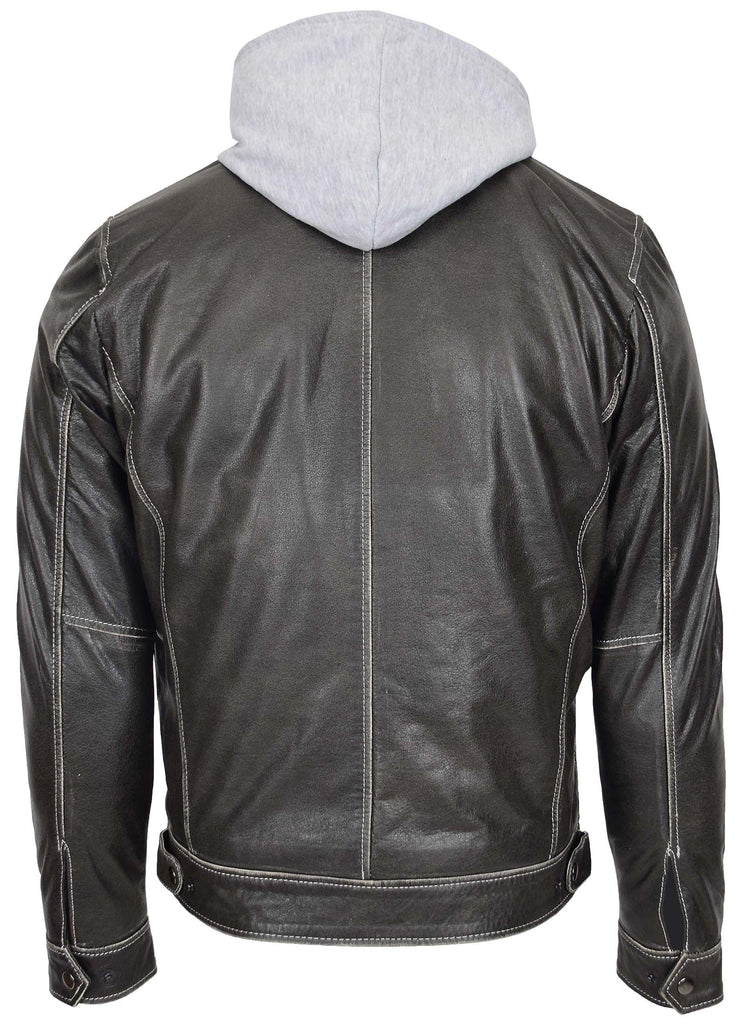 DR160 Men's Casual Biker Leather Jacket Grey 2
