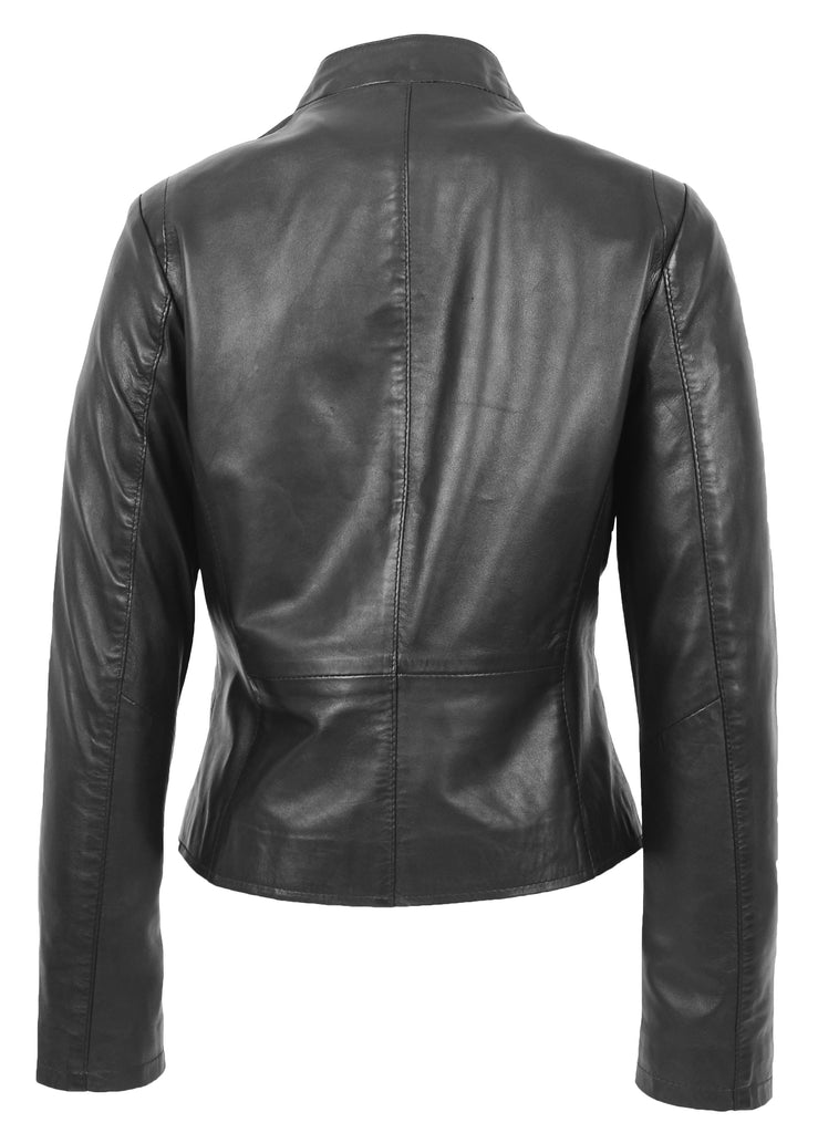 DR210 Women's Casual Biker Leather Jacket Black  3