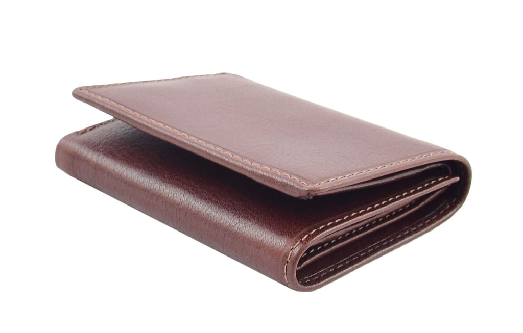 DR439 Men's Trifold Leather Credit Card Wallet Brown 3