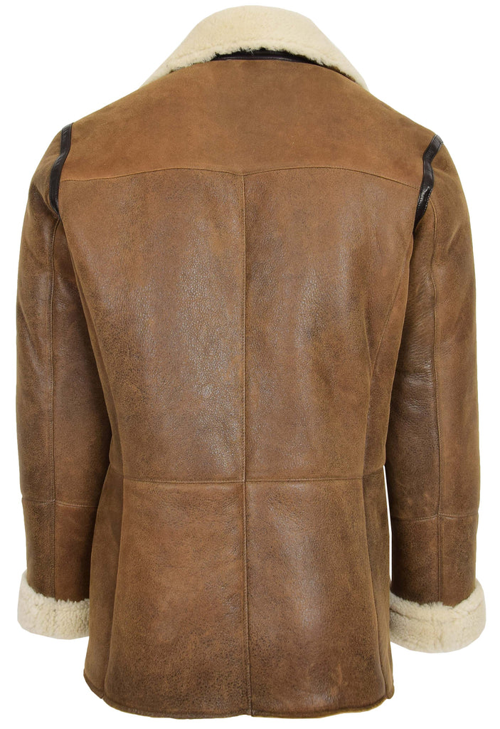 DR129 Men's Sheepskin Double Breasted Classic Jacket Cognac 2