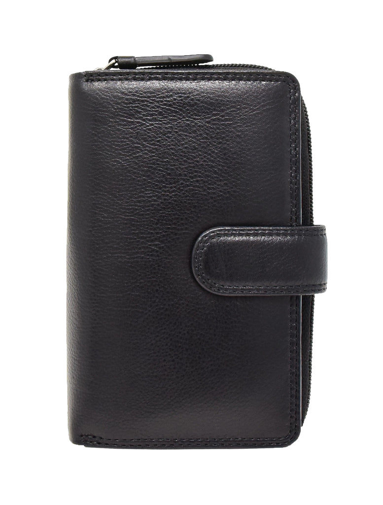 DR427 Women's Leather Booklet Style Purse Black 2