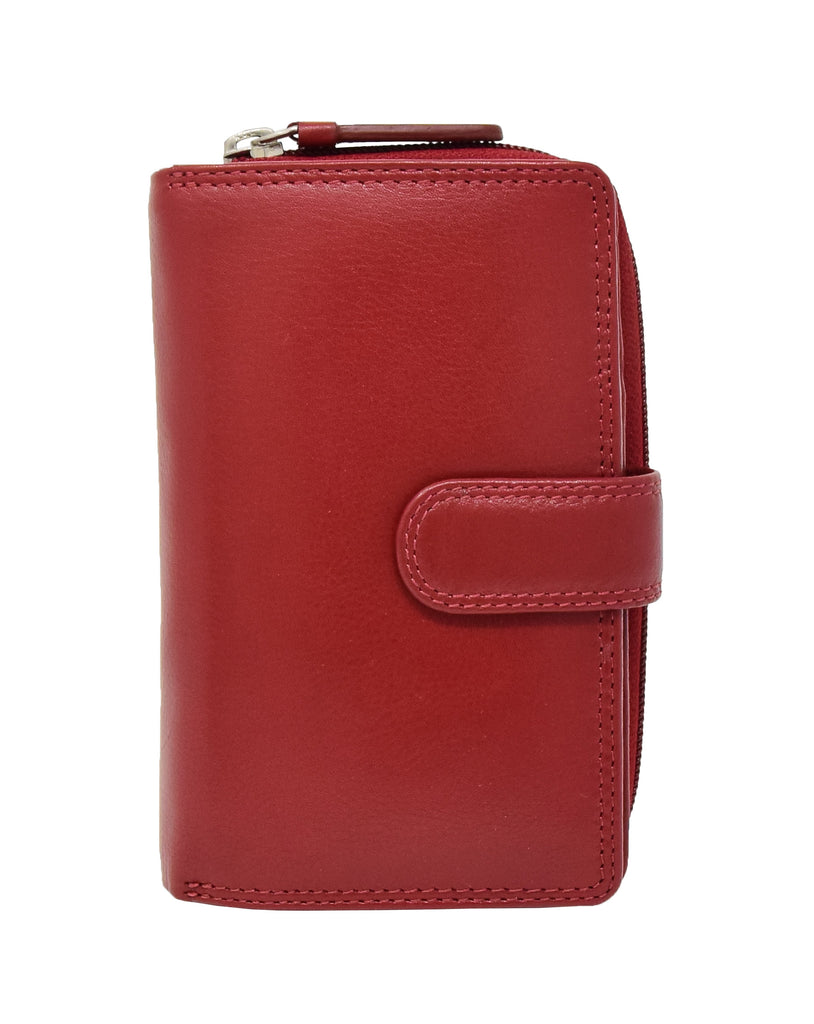 DR427 Women's Leather Booklet Style Purse Red 2