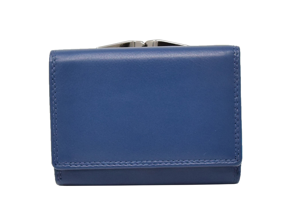 DR413 Women's Metal Frame Leather Purse Navy 2