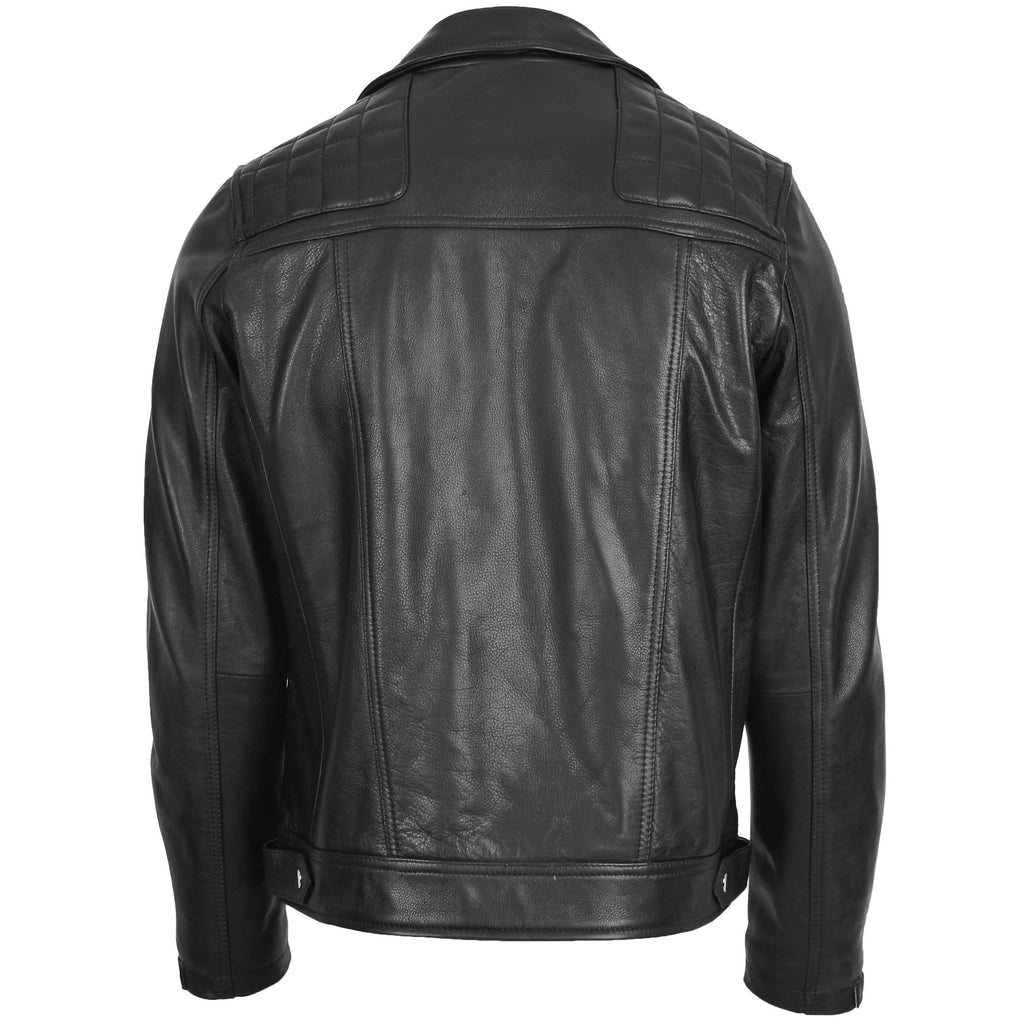 DR169 Men’s Real Leather Biker Jacket Black 2