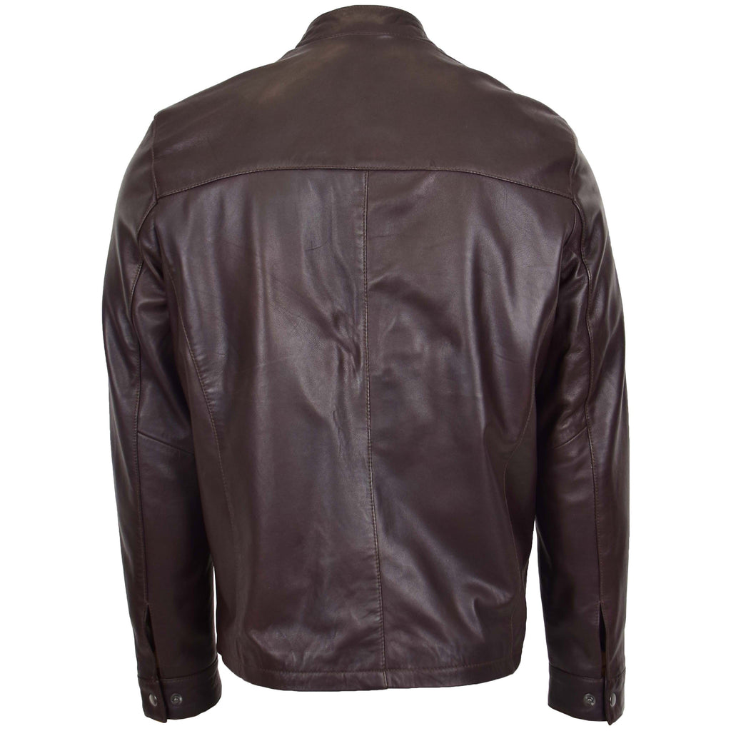 DR142 Men's Nappa Leather Biker Jacket Brown 2