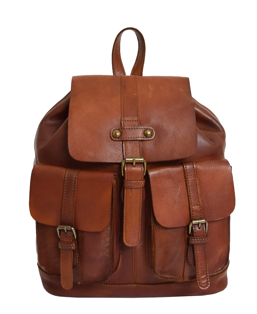 DR311 Italian Buffalo Retro Leather Rucksack Bag Backpack Tan 2