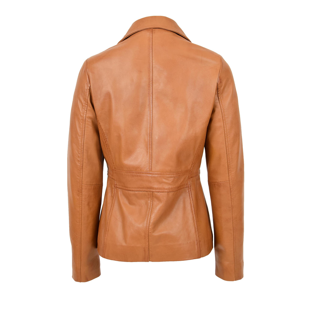 DR198 Women's Smart Work Warm Leather Jacket Tan 3