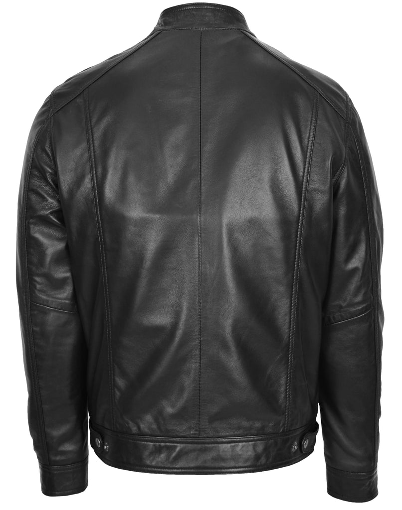 DR153 Men's Casual Biker Leather Jacket Black 2
