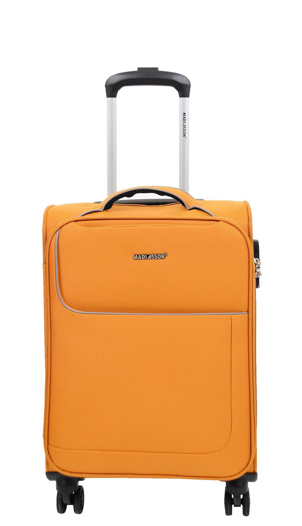 DR521 Lightweight 4 Wheel Soft Hand Luggage Cabin Size Suitcase Yellow 2
