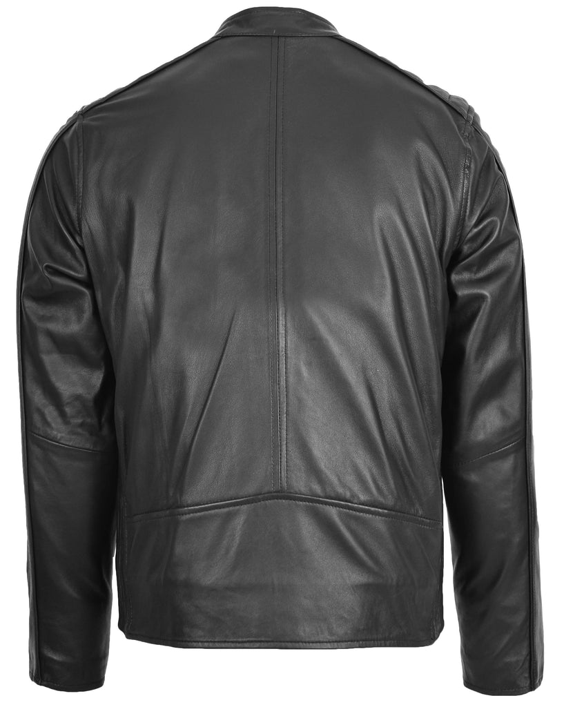 DR175 Men's Leather Casual Biker Fashion Jacket Black 2