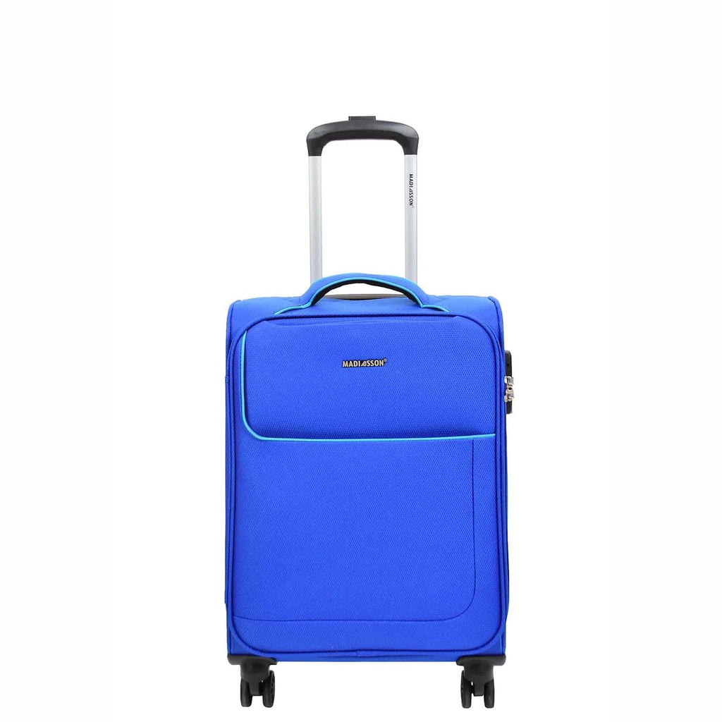 DR521 Lightweight 4 Wheel Soft Hand Luggage Cabin Size Suitcase Blue 2