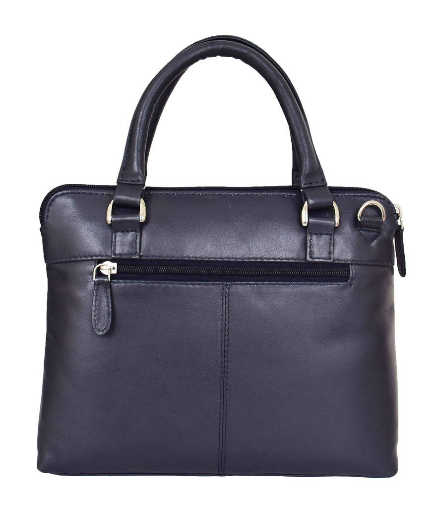 DR458 Women's Leather Small Tote Cross Body Bag Navy 2