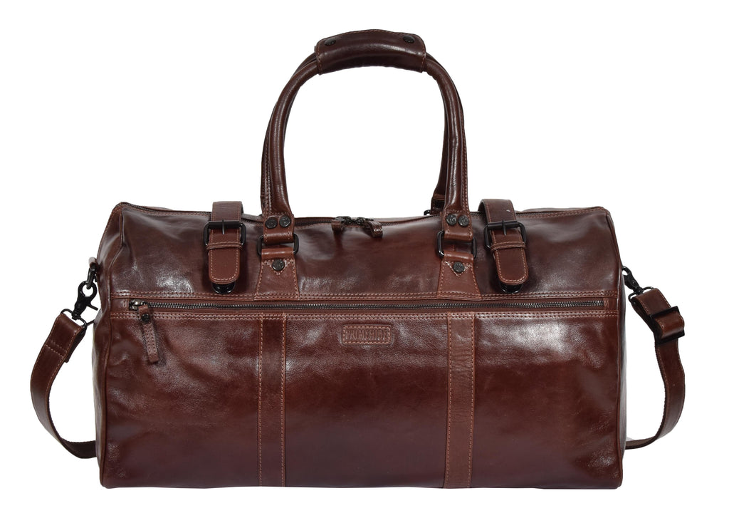 DR329 Brown Luxury Leather Holdall Travel Duffle Bag 2