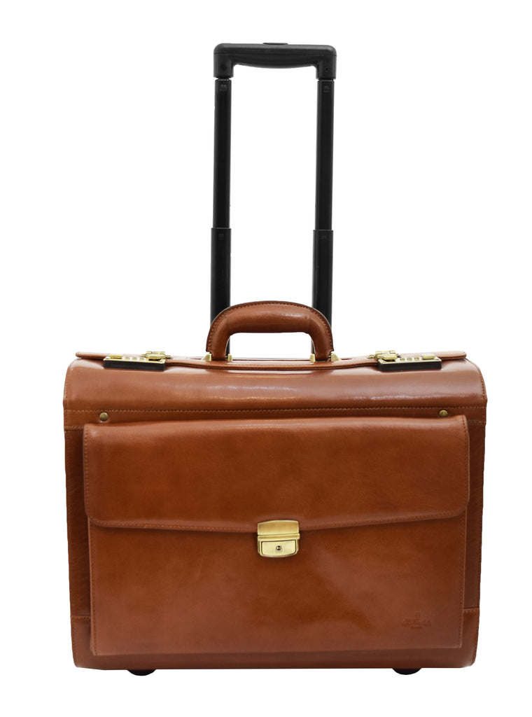 DR478 Exclusive Leather Pilot Case Laptop Bag Cognac 2