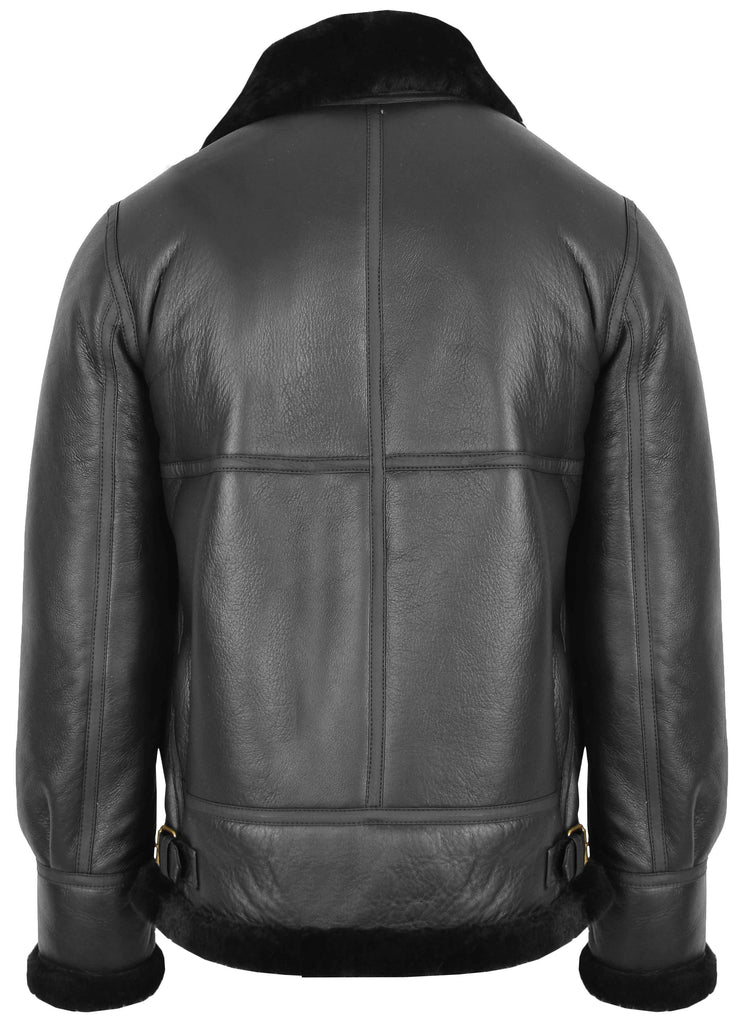 DR166 Men's Sheepskin Classic Leather Jacket Black 7
