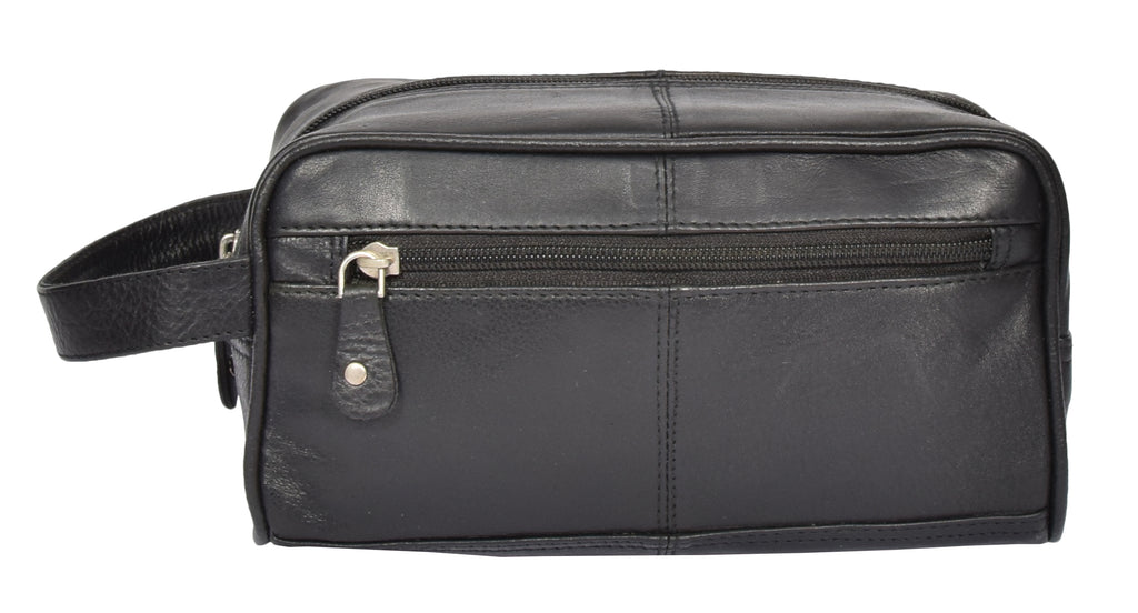 DR328 Real Leather Black Wash Toiletry Bag 2