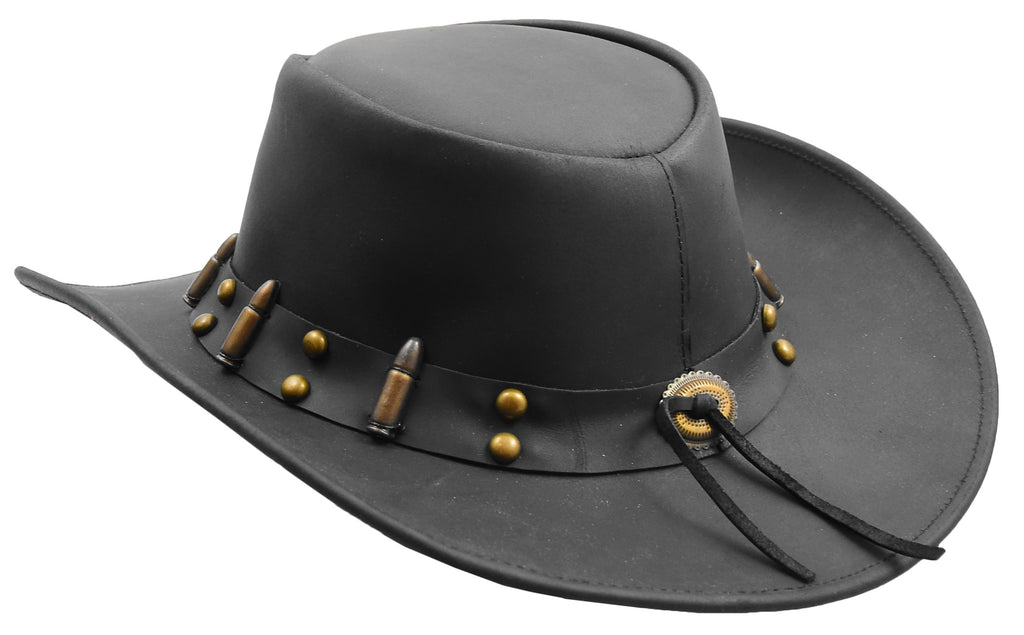 DR508 Western Cowboy Real Leather Hat Black 2