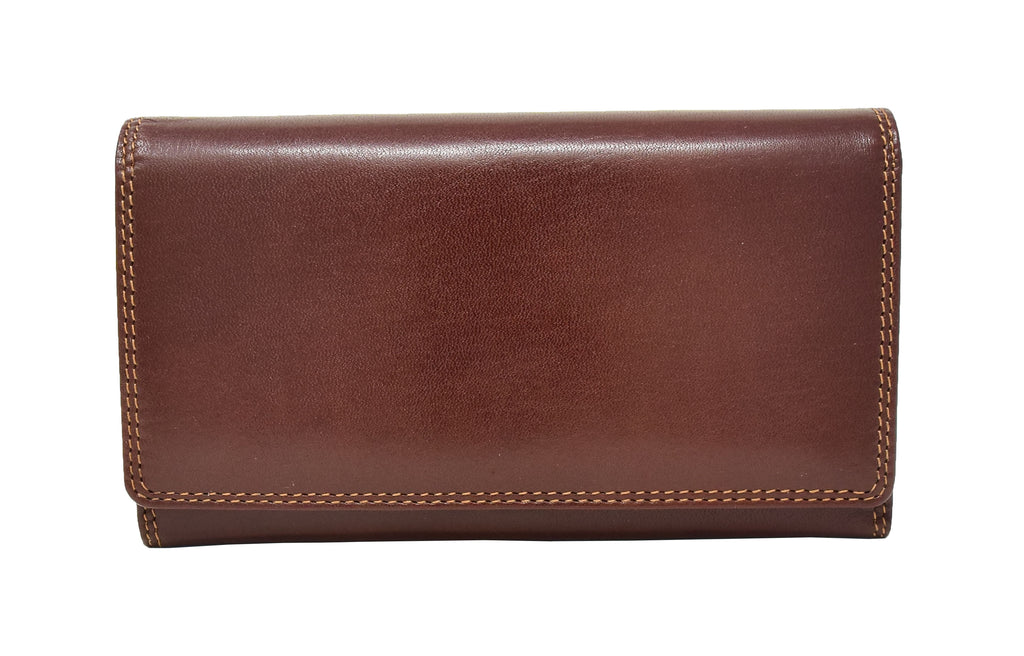 DR432 Women's Envelope Style Leather Purse Brown 2