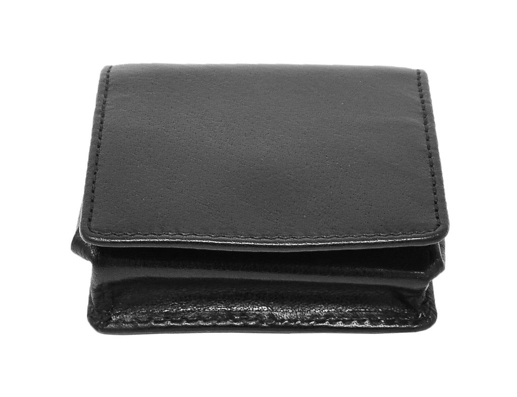 DR400 Real Leather Coin Tray Wallet Black 2