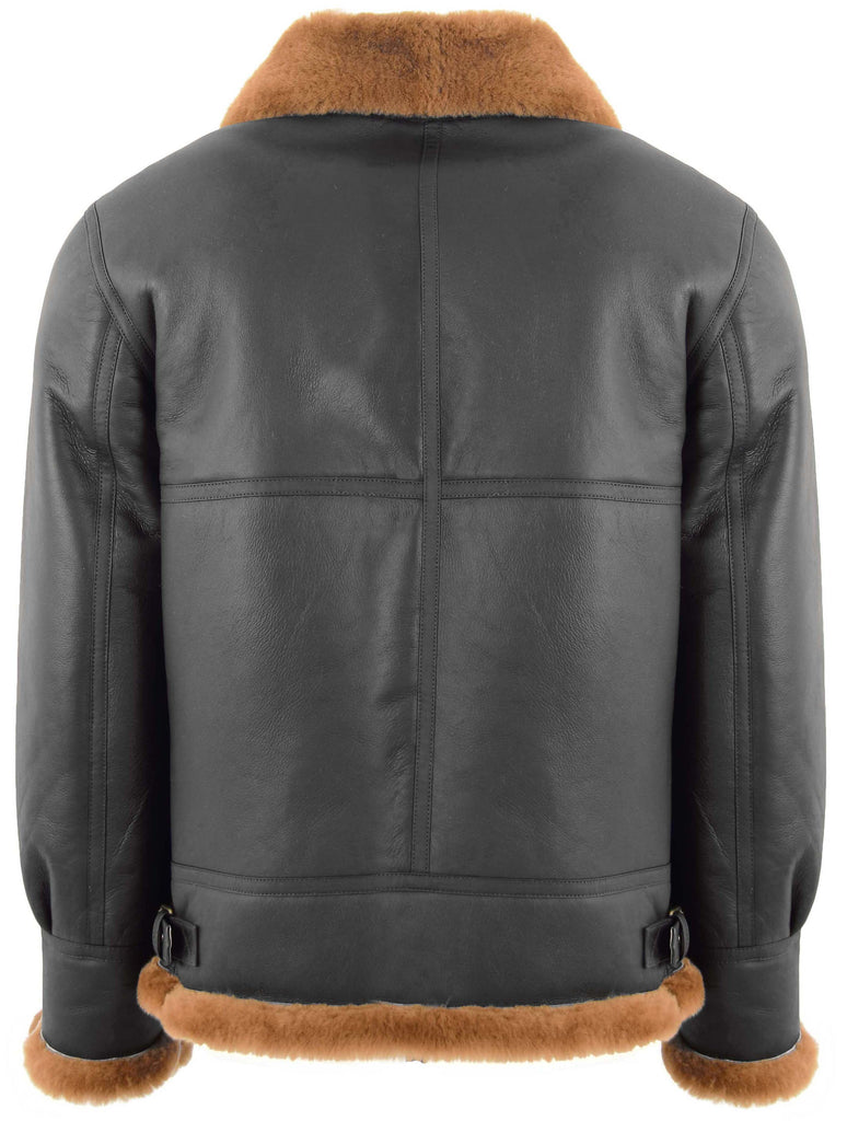 DR166 Men's Sheepskin Classic Leather Jacket Brown 2