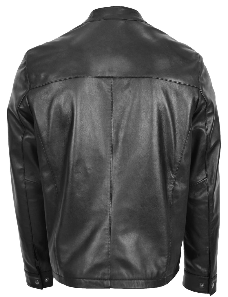 DR142 Men's Nappa Leather Biker Jacket Black 3