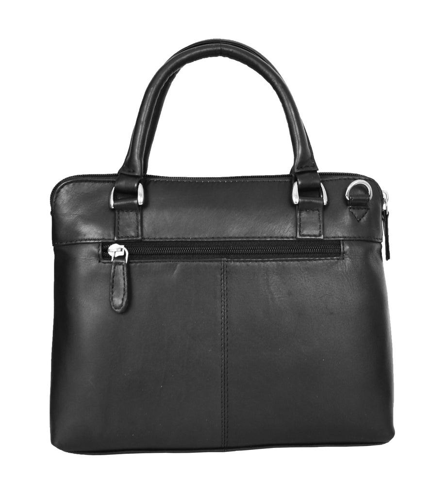 DR458 Women's Leather Small Tote Cross Body Bag Black 2