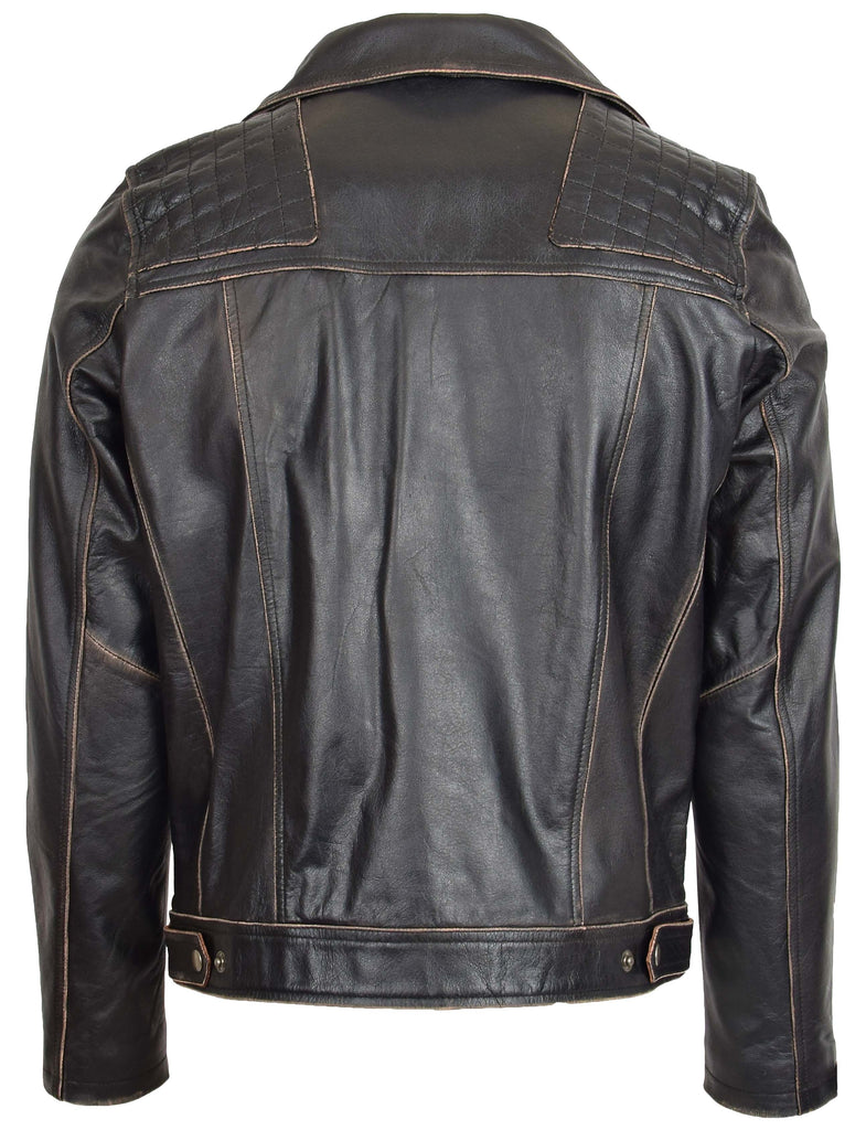 DR169 Men’s Real Leather Biker Jacket Rub Off 5
