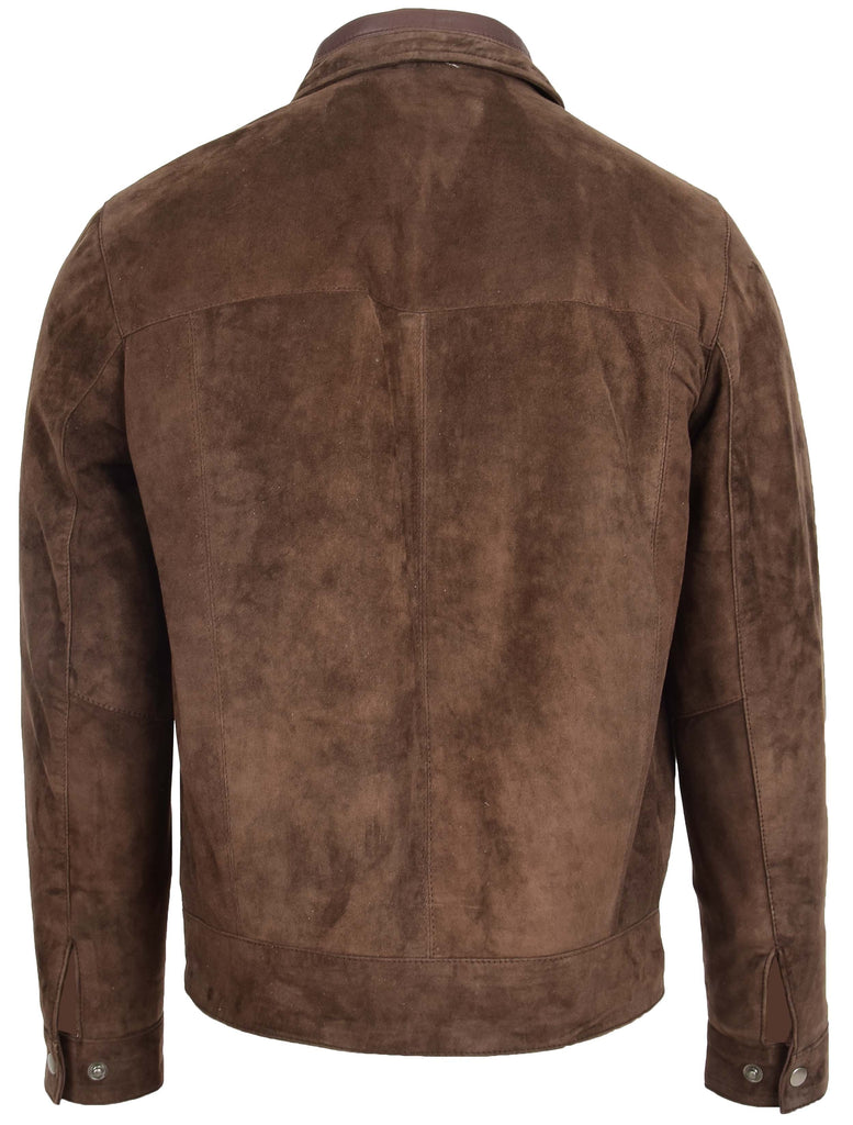 DR133 Men's Suede Leather Biker Style Jacket Brown 2