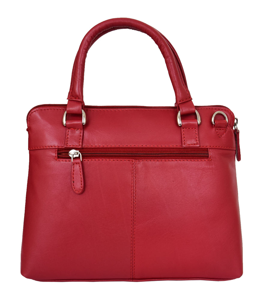 DR458 Women's Leather Small Tote Cross Body Bag Red 2