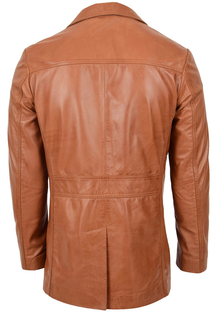 DR136 Men's Classic Safari Leather Jacket Tan 2