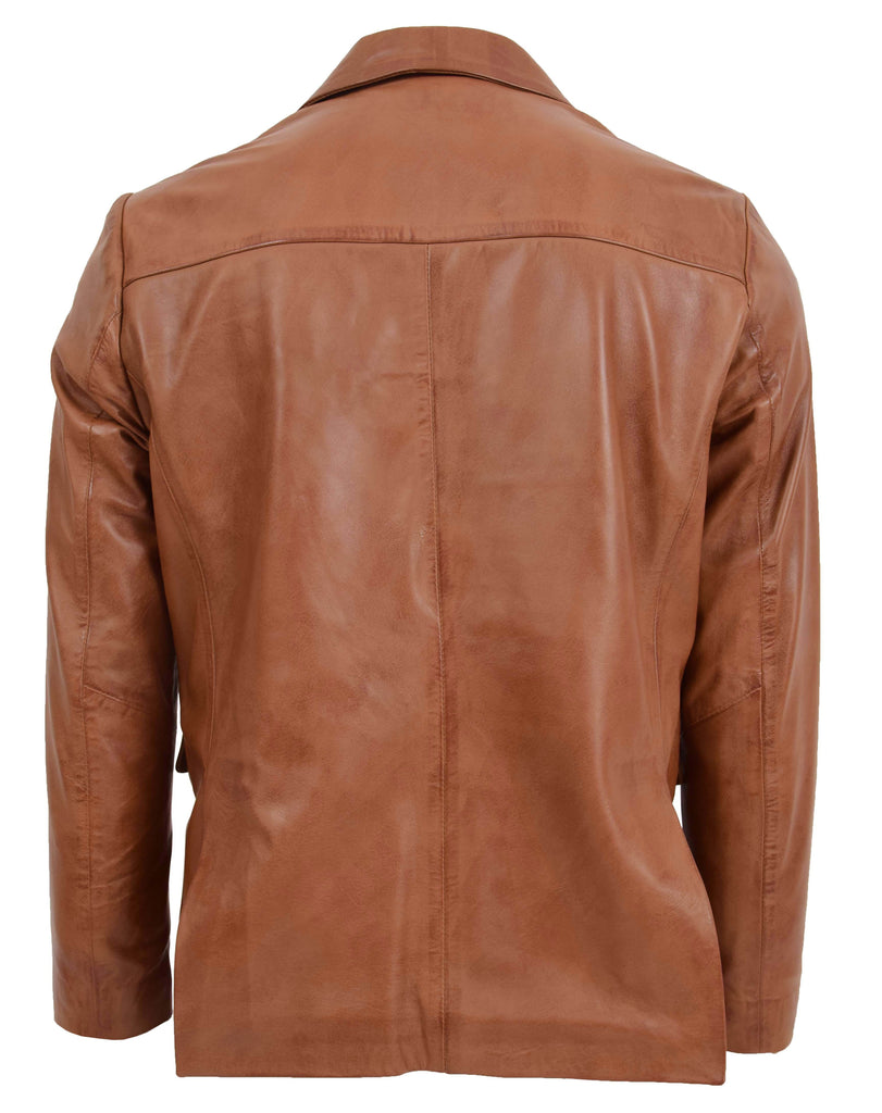 DR170 Men's Blazer Leather Jacket Tan 2
