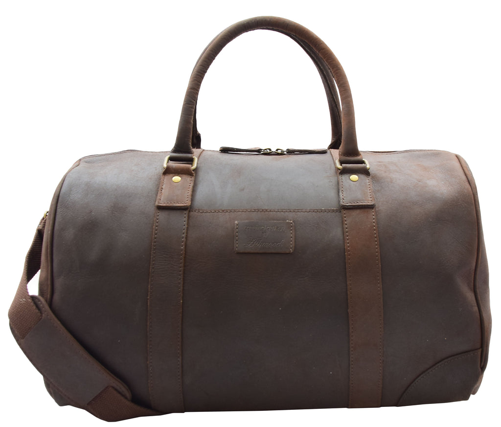 DR307 Genuine Leather Holdall Weekend Multi Use Duffle Bag Brown 2