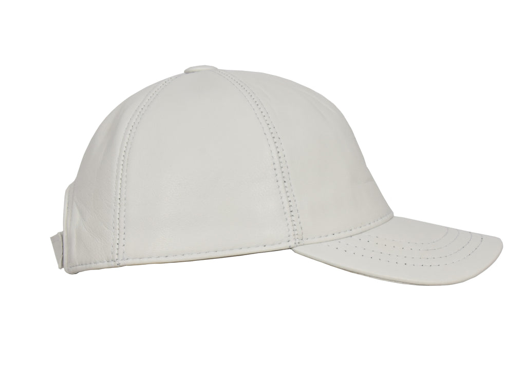DR395 Classic Leather Baseball Cap White 2