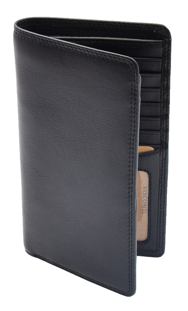 DR452 Real Leather Vertical Bifold Breast Wallet Black 3