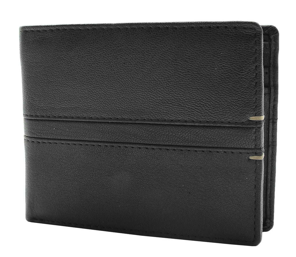 DR441 Men's Real Leather Bifold Wallet Black 3