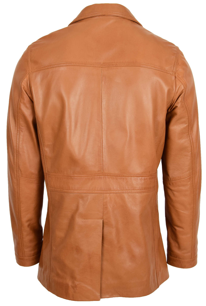 DR144 Men's Classic Sheep Leather Box Jacket Cognac 2